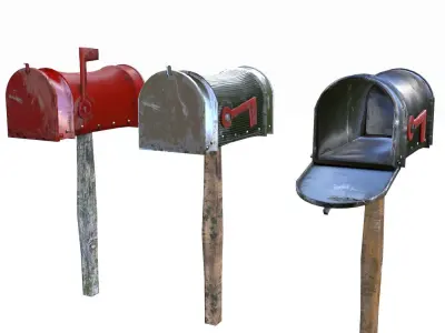 Old Mailboxes Collection Lowpoly 3D Model Pack