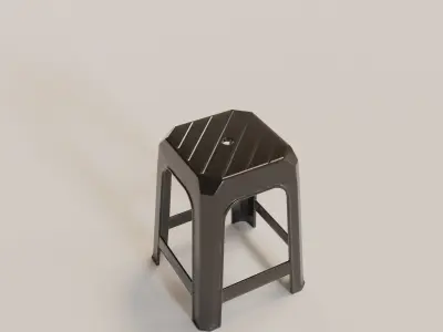 Stackable Plastic Stool Low-poly 3D model