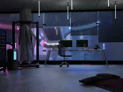 Cyberpunk Apartment Scene V2 - High Detail 3D model - NEW MODEL 3D model