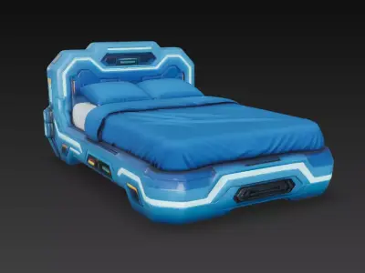 Futuristic Sci-fi Bed Low-poly 3D model
