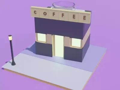3D coffee shop cartoon 3D model