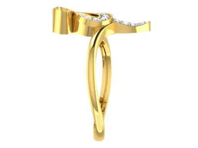 Light Weight Yellow Gold Diamond Ring  -EZ R-164 3D print model