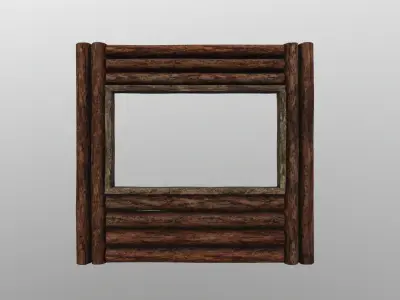 Game ready Wood wall whit window frame 3D model Low-Poly Low-poly 3D model