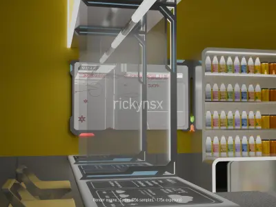 futuristic mini restaurants furniture pack Free 3D model