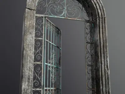 Medieval Forged Door for the garden Low-poly 3D model