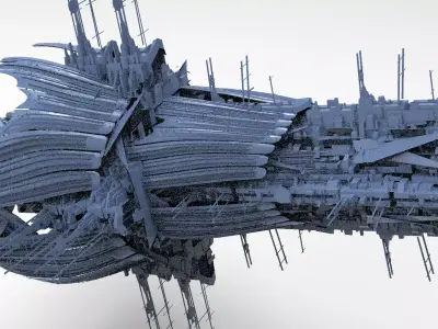 Sci-fi Blue Energy ship 3D model