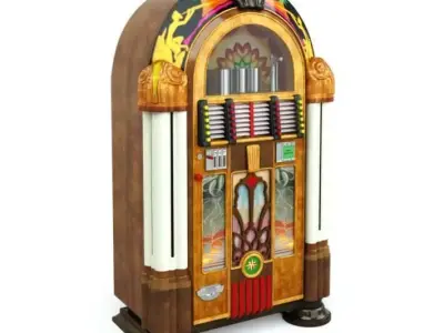 Retro Wooden Jukebox 3D model
