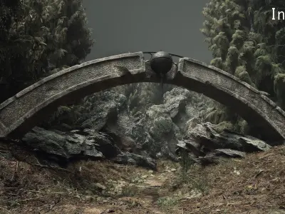 Stone Arch with Ornaments Low-poly 3D model