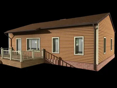 house with garage Low-poly 3D model
