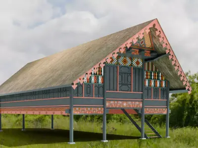 Traditional Houses - Rumah Krong Bade Low-poly 3D model