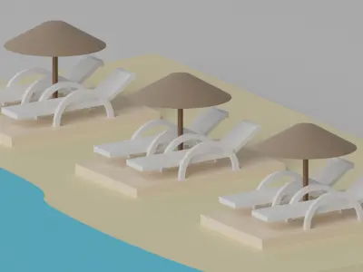 Cartoon Beach 3D model