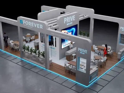 2-Modern Exhibition Booth 13x8m - 3ds Max - Corona Renderer Low-poly 3D model