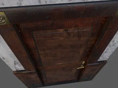 Old Wood Door Plaster Low-poly 3D model