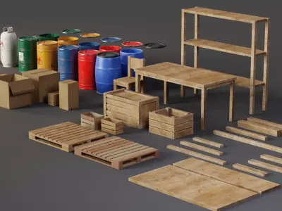 Warehouse Environment Pack for Games Low-poly 3D model