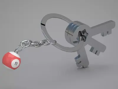 11 Snooker Ball with Keychain 3D model