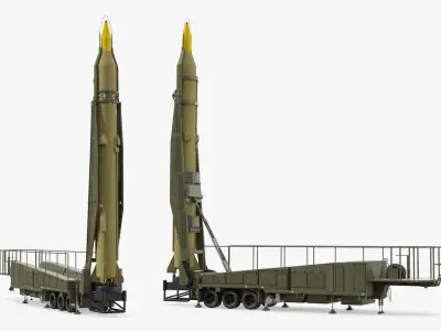  Strategic Missile Launch Trailer Rigged for Cinema 4D 