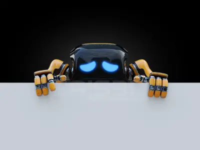 Cute Space Robot Rigged H-72 Yellow 3D model