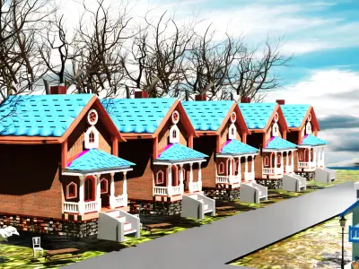 Stylized Low Poly House Pack  3D model