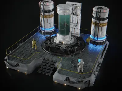 Sci Fi Lab Main Deck Low-poly 3D model