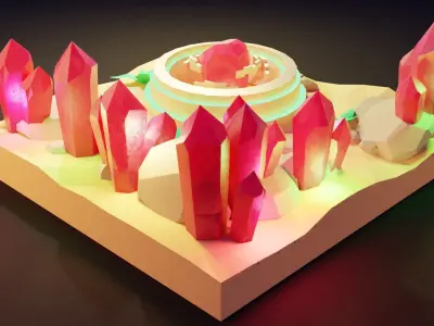 Crystal Desert Low-poly 3D model