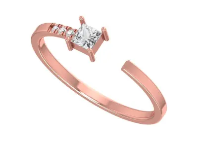 Solitaire Women Light Weight Princess stone Band Ring 3D print model