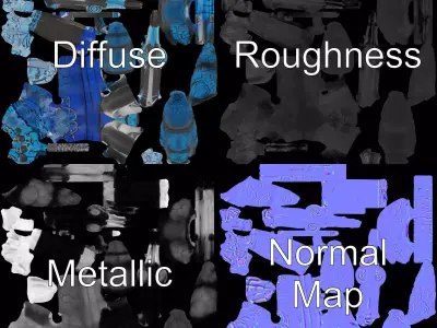 Blue Insectoid Robot model pack Low-poly 3D model