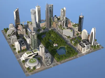Park City 2 Low-poly 3D model