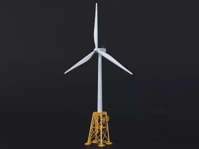 Jacket Wind Turbine 3D model