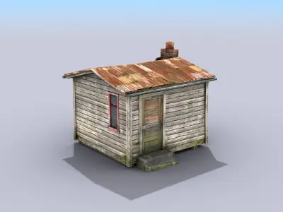 Small Wooden Building Low-poly 3D model