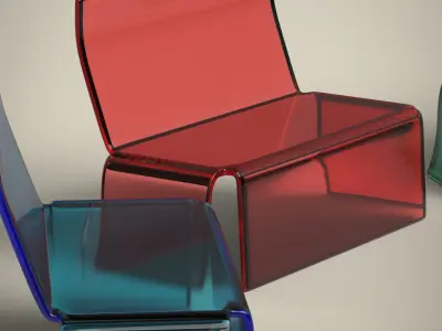 Glass Bench Low-poly 3D model