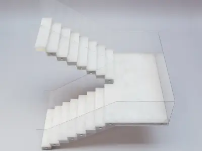 Stairs Set 01 - Marble Stairs in diverse shapes Low-poly 3D model