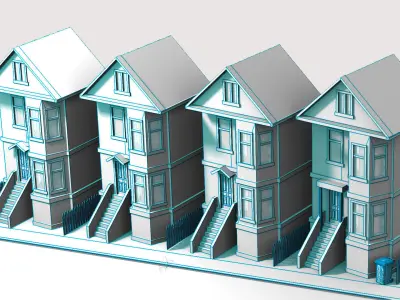 Houses cartoon style 3D model