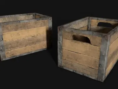 Wooden Crate Low-poly 3D model
