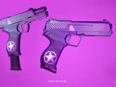 sci-fi stylized firearm Low-poly 3D model