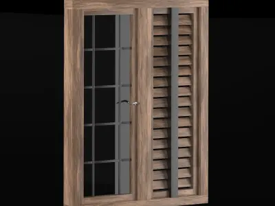 Wooden windows 3D model