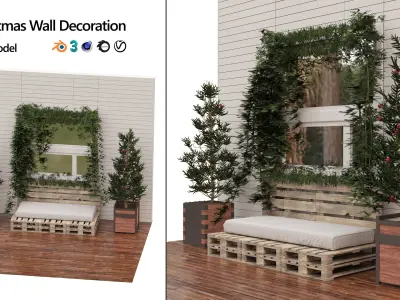 Outdoor Christmas decoration set Low-poly 3D model