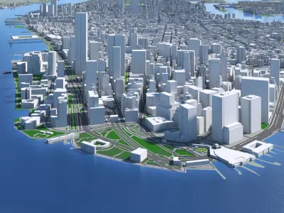 Manhattan New York City And Surroundings PBR Low-poly 3D model