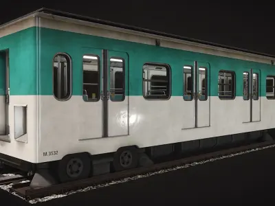 Modular parisian metro interior and exterior 3D model