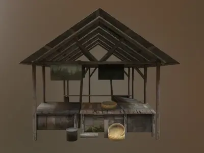 Traditional Market Low-poly 3D model