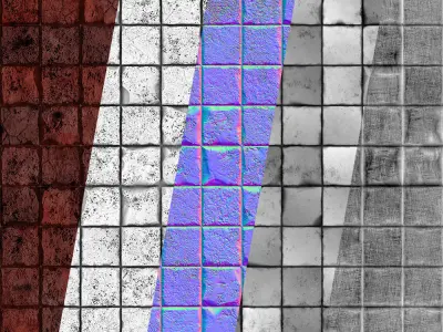 Red Grunge Brick Wall-PBR-02 Texture