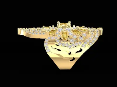 Luxury Elongate Cluster Diamond Ring with Floral Arrangement 749 3D print model