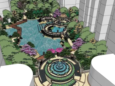 classical landscape theme park 3D model