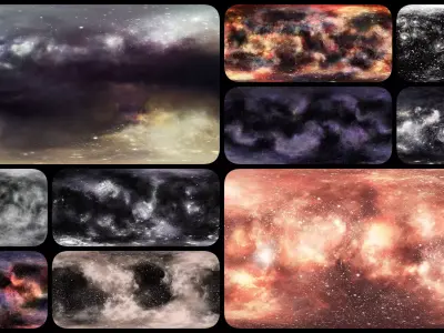 UNITY PROJECT SPACE SKY BUNDLE 10 Cosmic skies Low-poly 3D model