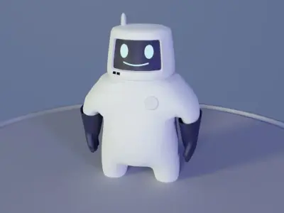Friendly robot for games Low-poly 3D model