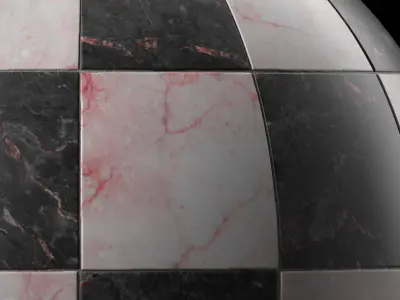 Marble Tile Materials 14- Marble Mixed by Stone  Pbr 4k Seamless Low-poly 3D model