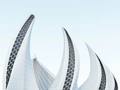Hotel futuristic building with curves 3D model
