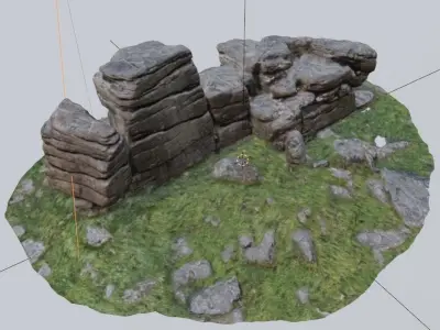 A Rock Formation - Dartmoor Stone Photo-Scan Model - Low-Poly Low-poly 3D model