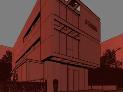 Office Building Cloudy and Sunny Full Scenes 3D model