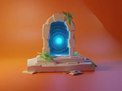 stone telepot door Low-poly 3D model