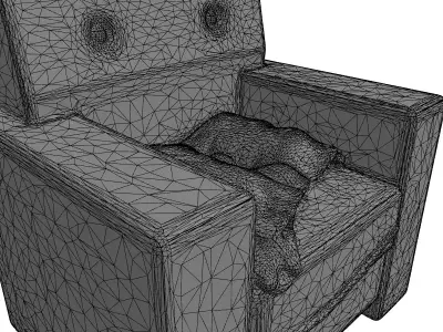 Industrial Concrete Armchair Grey Fabric Low-poly 3D model